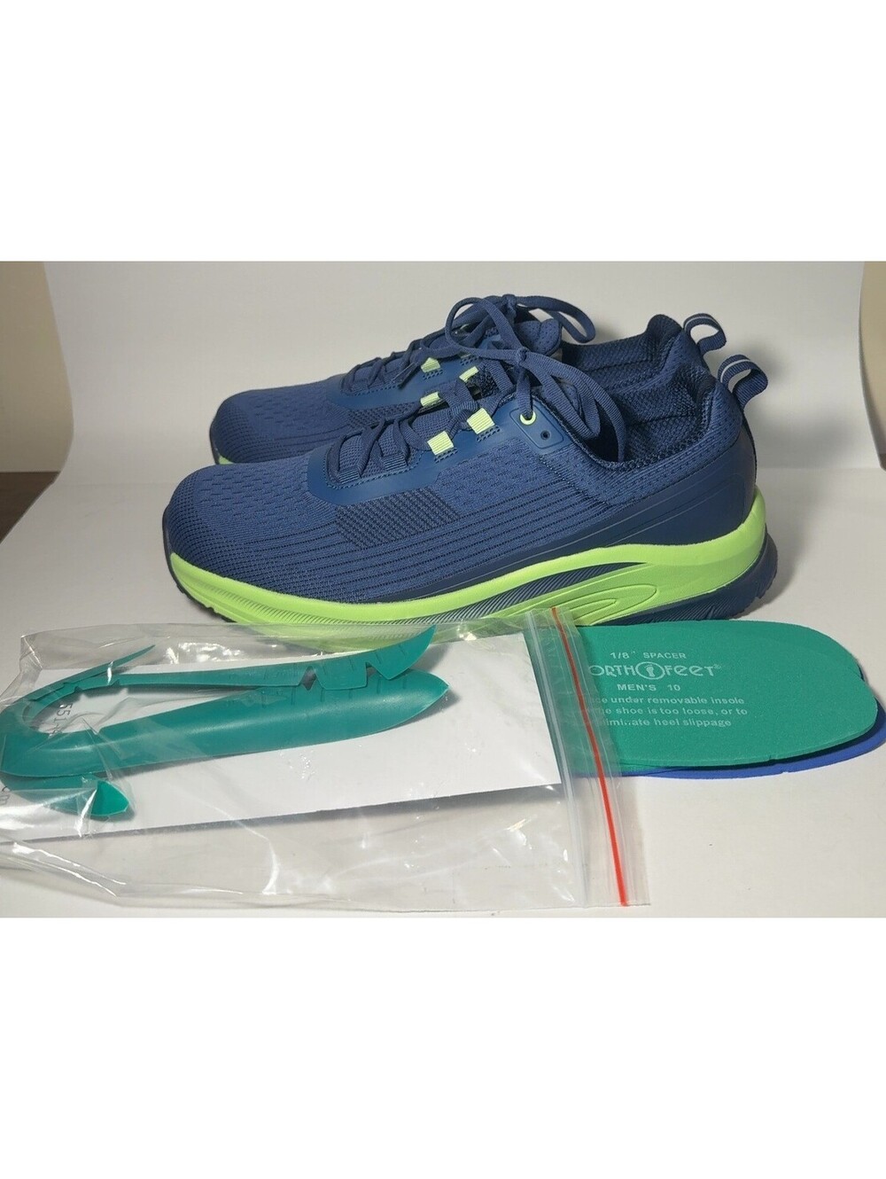 Orthofeet Race Men's Athletic Sneakers Navy Green Size 10 Wide 2E Shoes